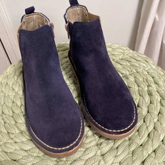 Cienta Blue/Tan Navy Blue Suede Zipper Chelsea Boots - Picture 4 of 8